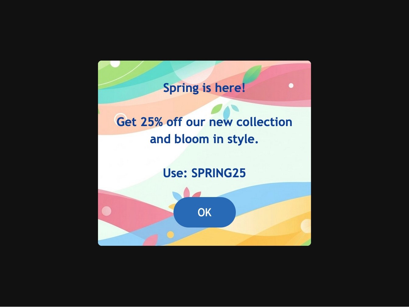 Посрещащи модални прозорци