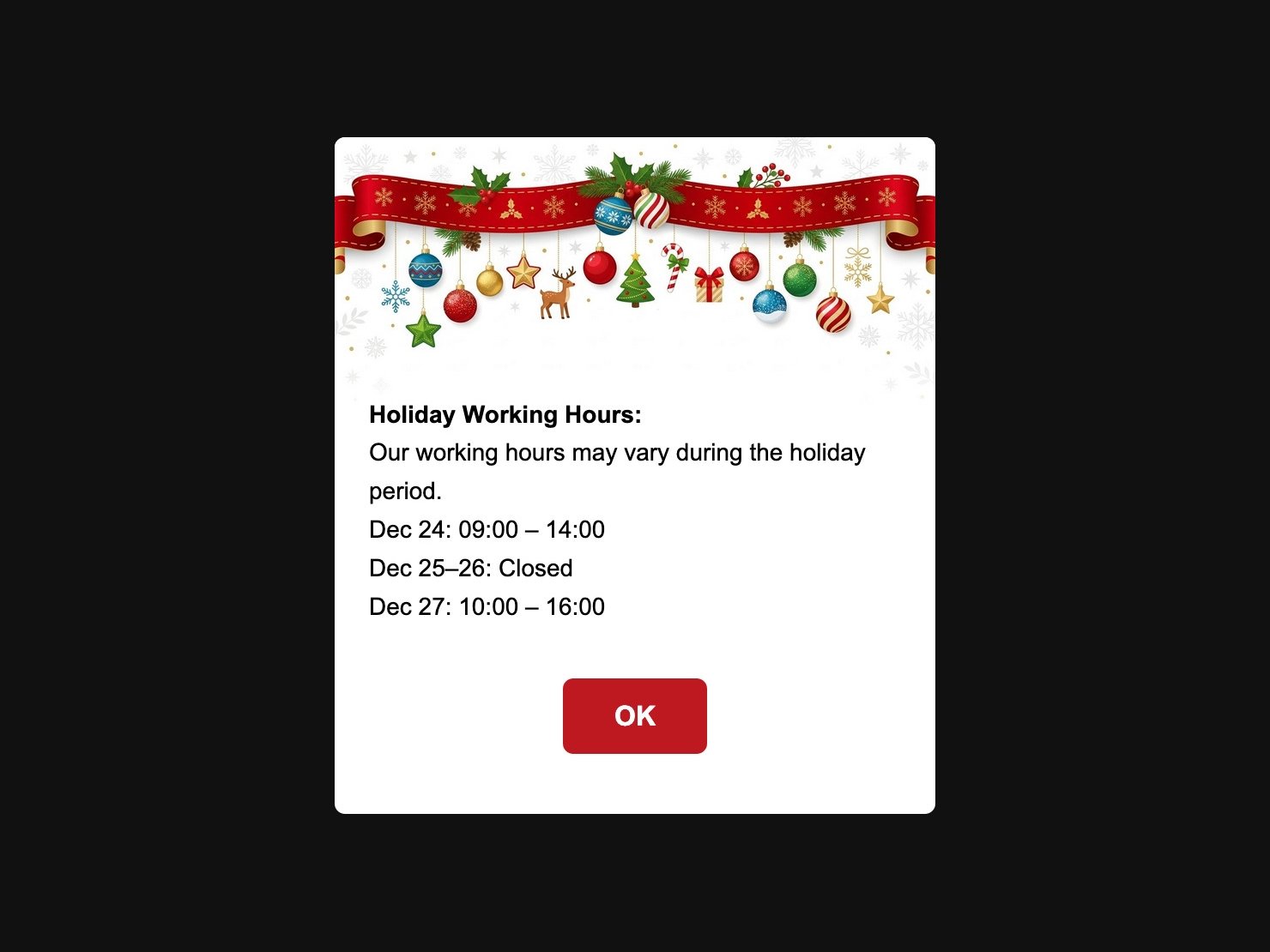 Посрещащи модални прозорци